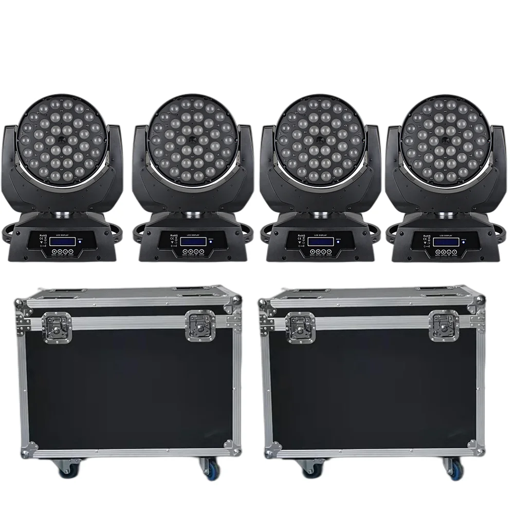 

4Lights+2Flycases/Lot General Led 36X12W RGBW 4in1 Wash Zoom Moving Head Stage Light Dmx Control DJ Disco Party Bar Ball Wedding