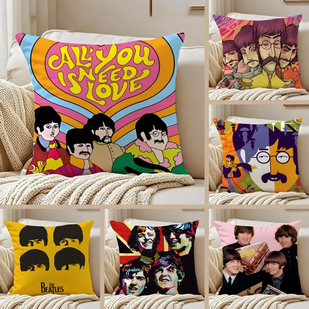 Legendary Band The Beatles Cushion Cover Pillowcase Anti-dustmite Invisible Zipper Short Plush Sofa Cushion