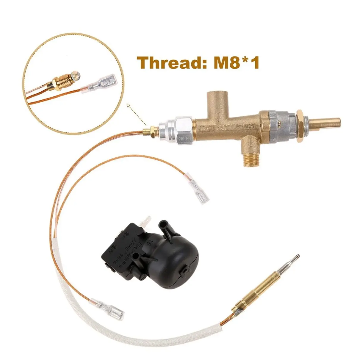 Gas Patio Heater Control Valve Thermocouple Sensor Dump Switch Knob Propane Lpg Fire Pit Control Safety Pilot Port Set-A10G