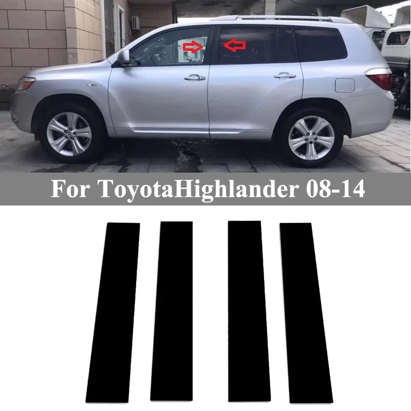 Window Trim Cover BC Column Sticker Polished Pillar Posts For Toyota Highlander 2008-2014 Automotive Modification Accessories