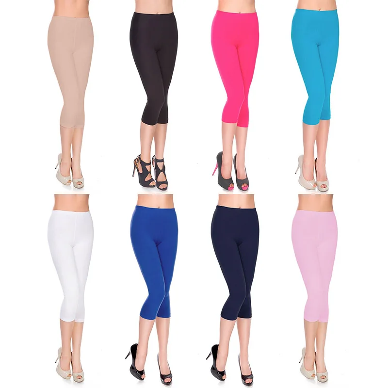Ladies Leggings Pants Gym Summer High Waist Casual Fashion Cropped Bottoms Fitness Trousers Yoga Slim Fit Thin
