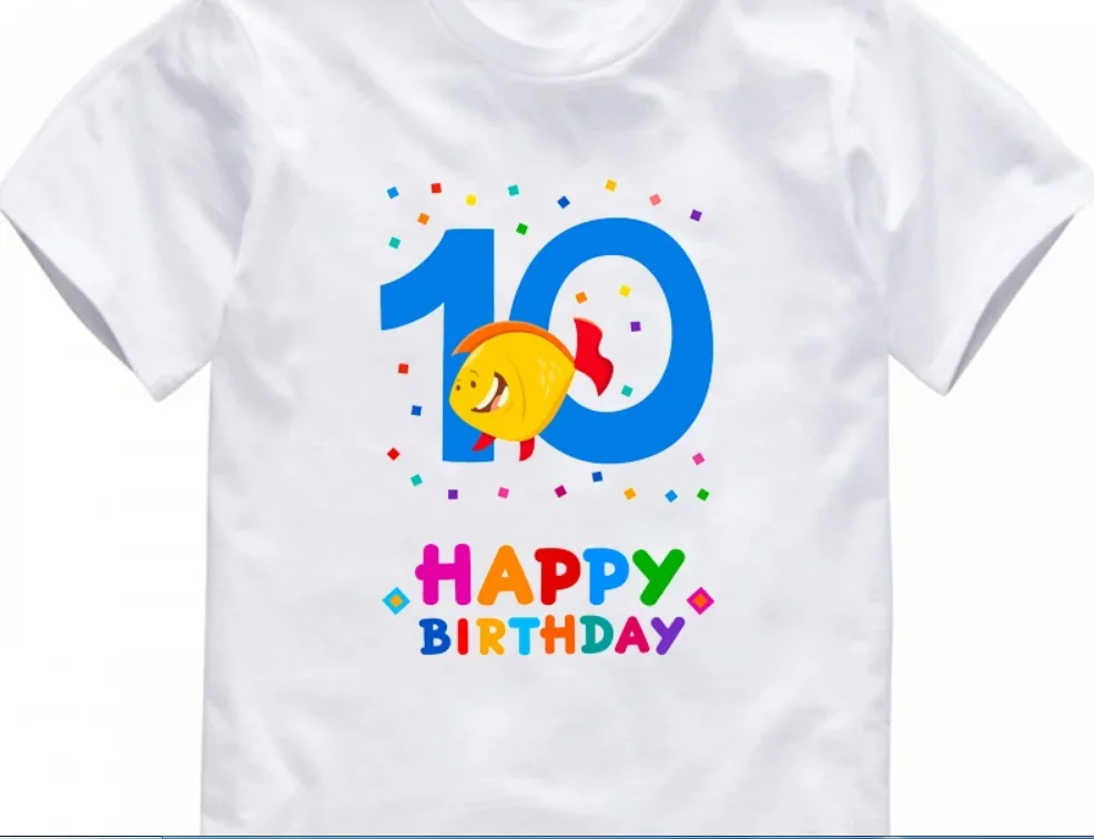 Verão camiseta para meninas e meninos, engraçado e engraçado, número 10 e 12 anos de idade