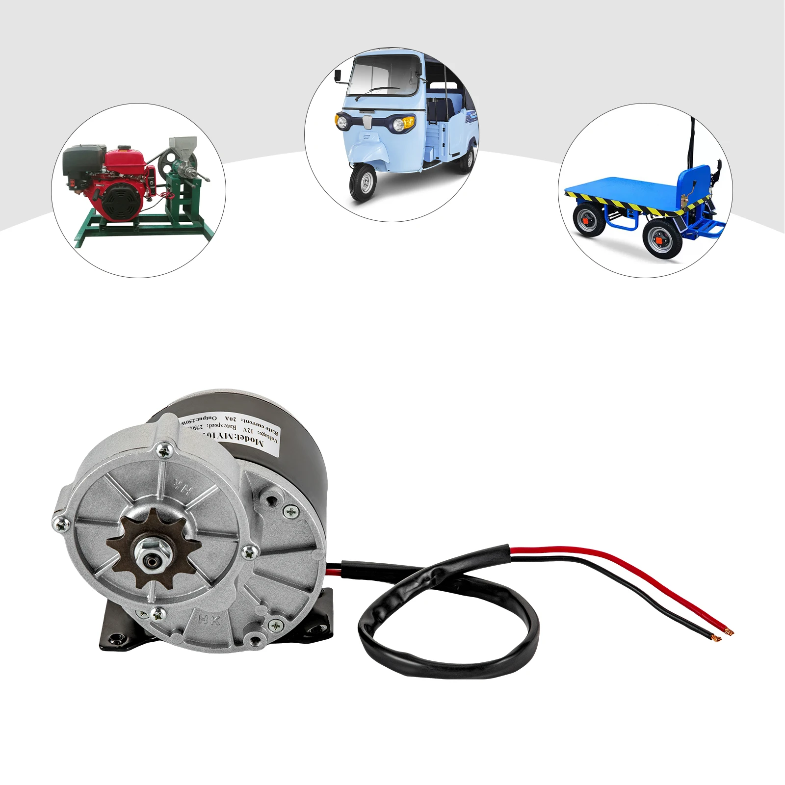 250W Electric Scooter Motor, Pure Copper, 2750rpm, High Torque, Lightweight, Reversible Gear DC Motor for Easy Installation