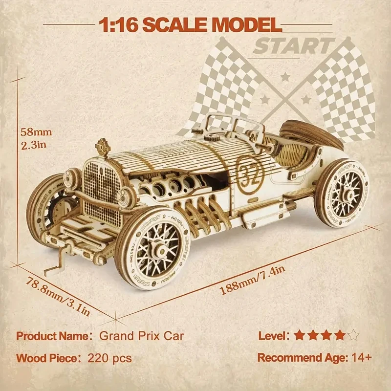 3D Car Wooden Puzzle, Scale Model,DIY Model Kit, Handcraft Gift,Home Decoration,Mechanical Model Kit, Building Toy,Birthday/Chri