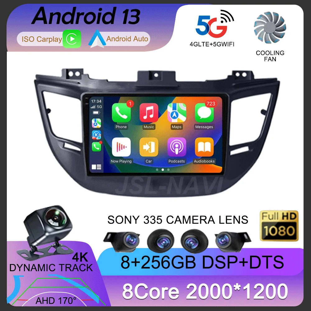 

9“ Android 13 For Hyundai Tucson IX35 3 2015 2016 2017 2018 DSP Car Radio Multimedia Video Player Navigation GPS 4G WIFI QLED