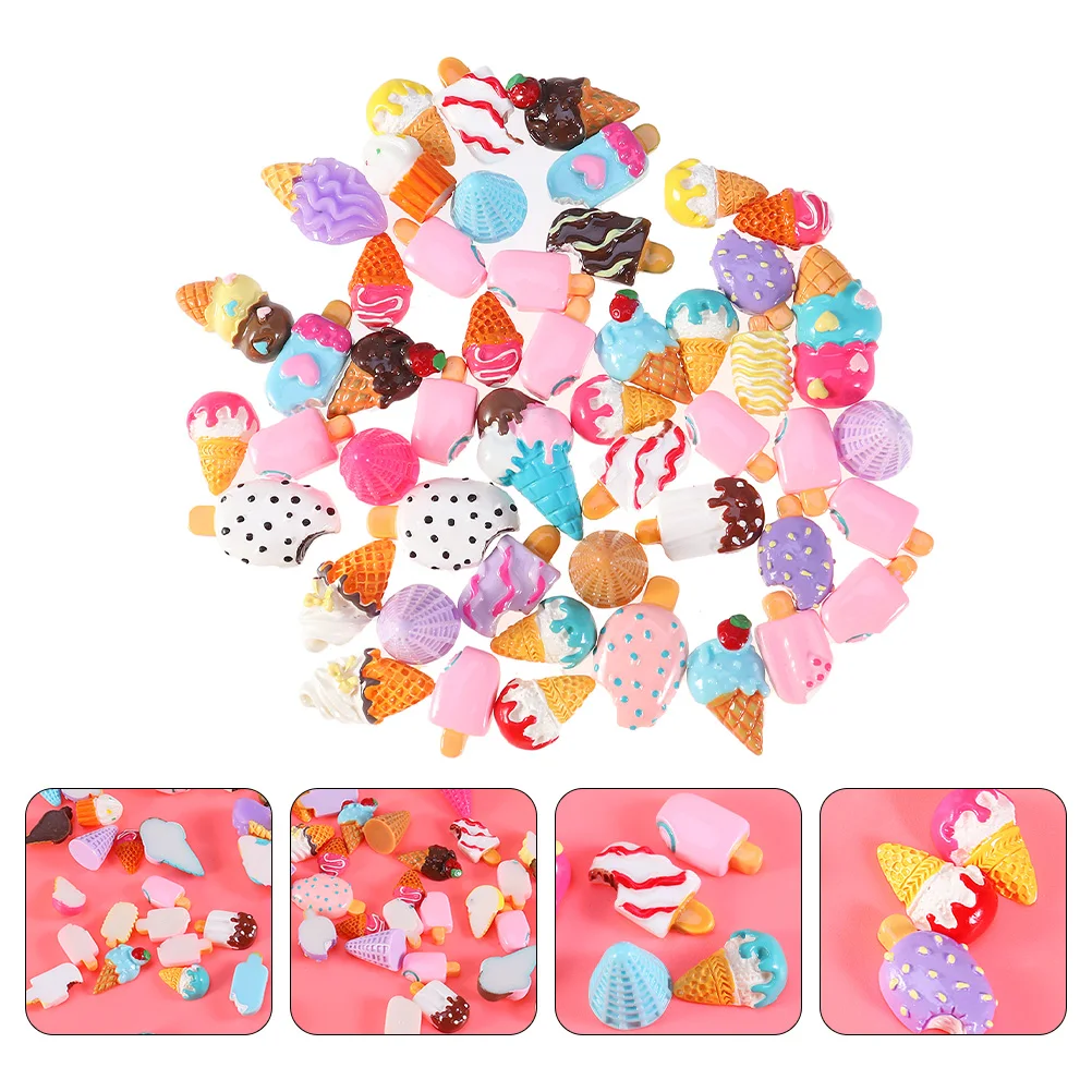 

30Pcs Ice Cream Resin Pendants Mini Charms Colorful Adorable DIY Craft Making Jewelry Accessories Scrapbook Embellishments