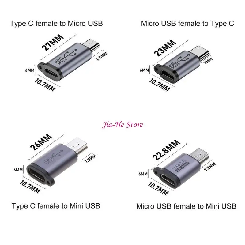 Adattatore USB da USB a Micro USB Type-C Femmina a Micro USB Converter Connector 83CF