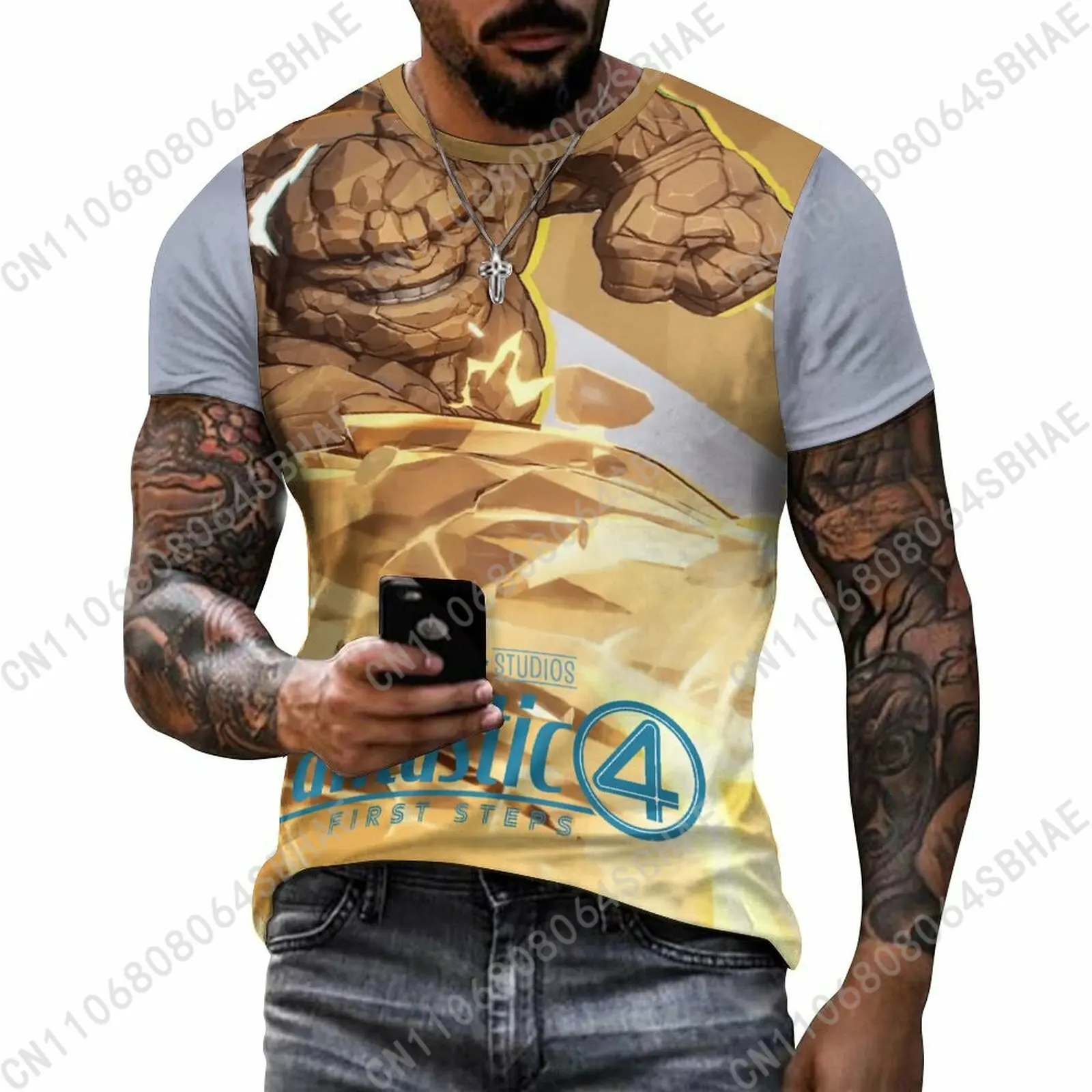 

Marvel Things Custom Pattern Men's Cotton T-Shirt Short Sleeve Tee Men Tops Personalized Tshirt Summer Cosplay