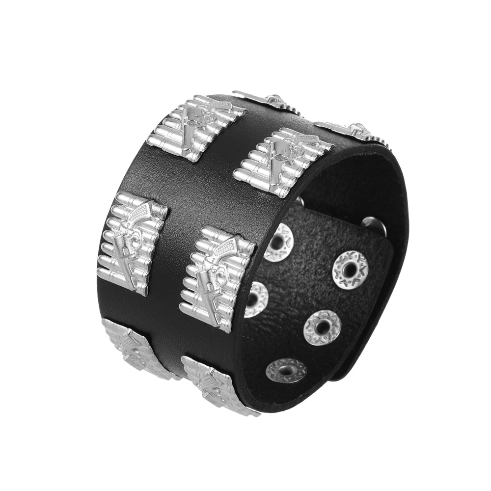 

2024 Charm Jewelry Handmade Weave Genuine Leather Bracelet Men Vintage Cuff Wide Leather Bracelet Pulsera Hombre