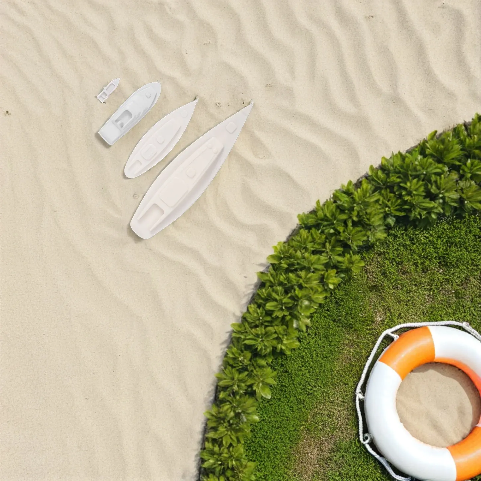 

4Pcs White Small Boat Miniature Plastic Sailing Ship for Micro Landscape Beach Tabletop Fairy Garden Ocean Decoration