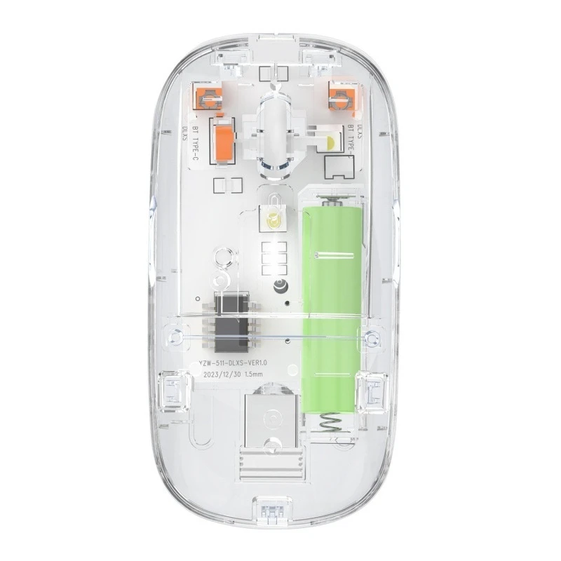 New Transparent Dual Mode Silent Bluetooth Connection Wireless Mouse Rechargeable Tablet Laptop Desktop Computer Business Office