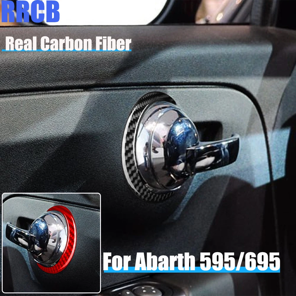 

Real Carbon Fiber Car Accessories Door Handle Ring Trim Soft Cover Sticker For Fiat 500 2012-2023 For Abarth 595/695 2012-2023