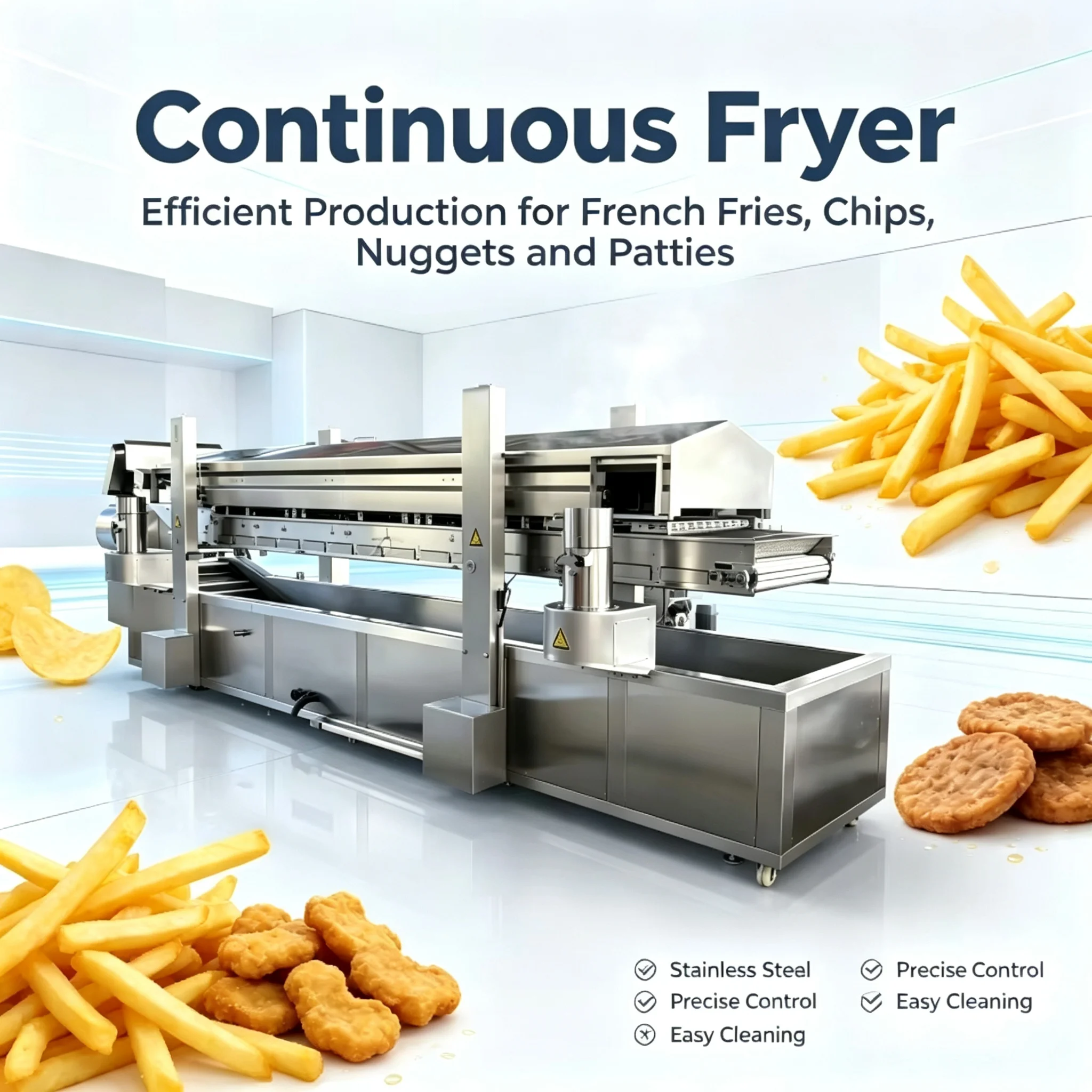 Commercial Grade Continuous Fryer One‑key Lift Structure For Quick Disassembly And Thorough Cleaning Customized