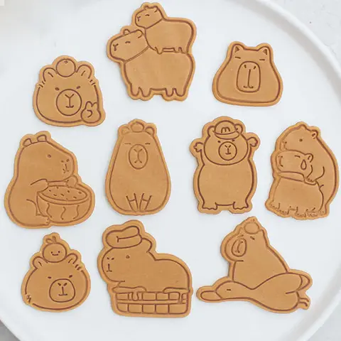 만화 Capibala 쿠키 몰드, 3D 입체 프레스 쿠키 베이킹 도구