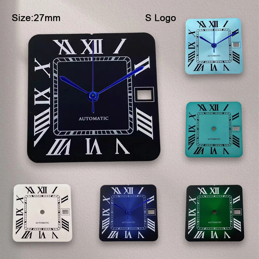 New 27mm S Logo Dial Square Roman numerals For NH35 Japanese Automatic Movement Watch Accessories Repair Tool