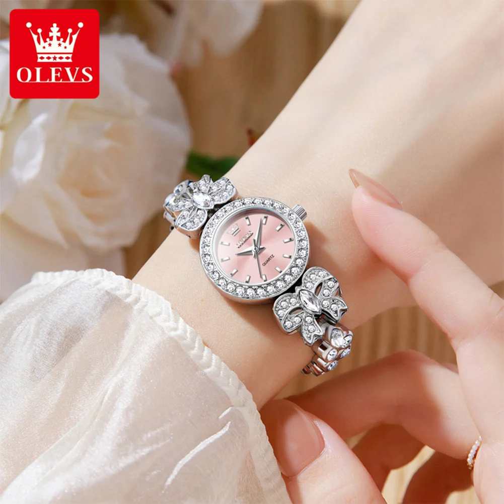 OLEVS 5887 Frau Uhren Elegante Original Quarzuhr Wasserdicht Leuchtende Uhren Für Frau Geschenk Diamant Strap Reloj Mujer