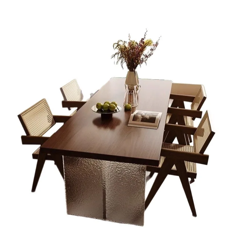 

Medieval solid wood suspended desk dining table dual-purpose ash wood living room long