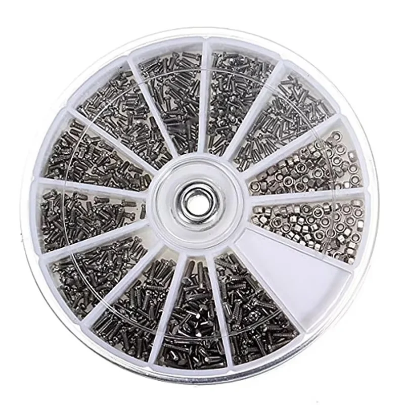 600/1000Pcs Small Screws & Nuts Kit - Nickel-Plated Iron Electronics Screws for Glasses Repair & DIY Projects Assorted Set