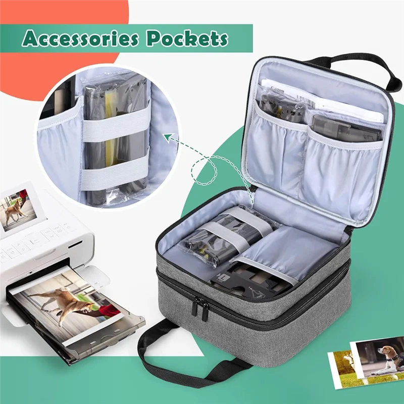 

AU61-Photo Printer Case Photo Printer Bag With Accessory Pockets