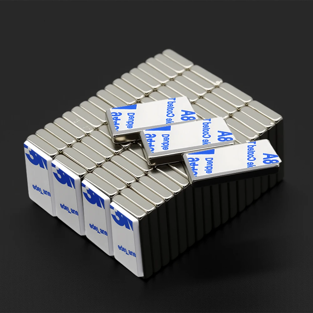 Super Strong Block Neodymium Magnet With adhesive Powerful Magnet N35 small Permanent Magnetic NdfeB Refrigerator Magnet 20x10x3