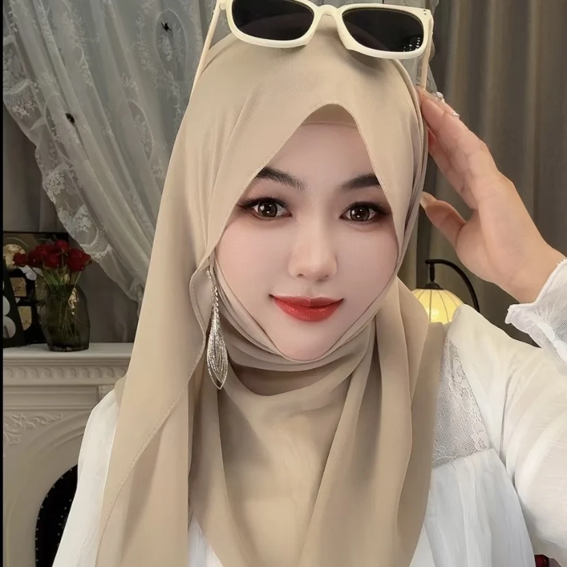 Dubai Moslem Women Triangle Hijab Headband (inner+shayla+ earring) view 3