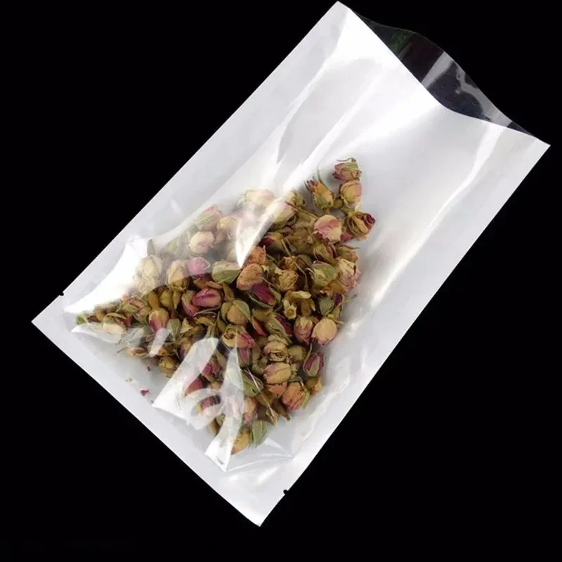 

100PCS Clear Front Open Top Plastic Packaging Bags , Resealable Food Safe Pouches for Snacks, Candy, Tea & Small Items Storage