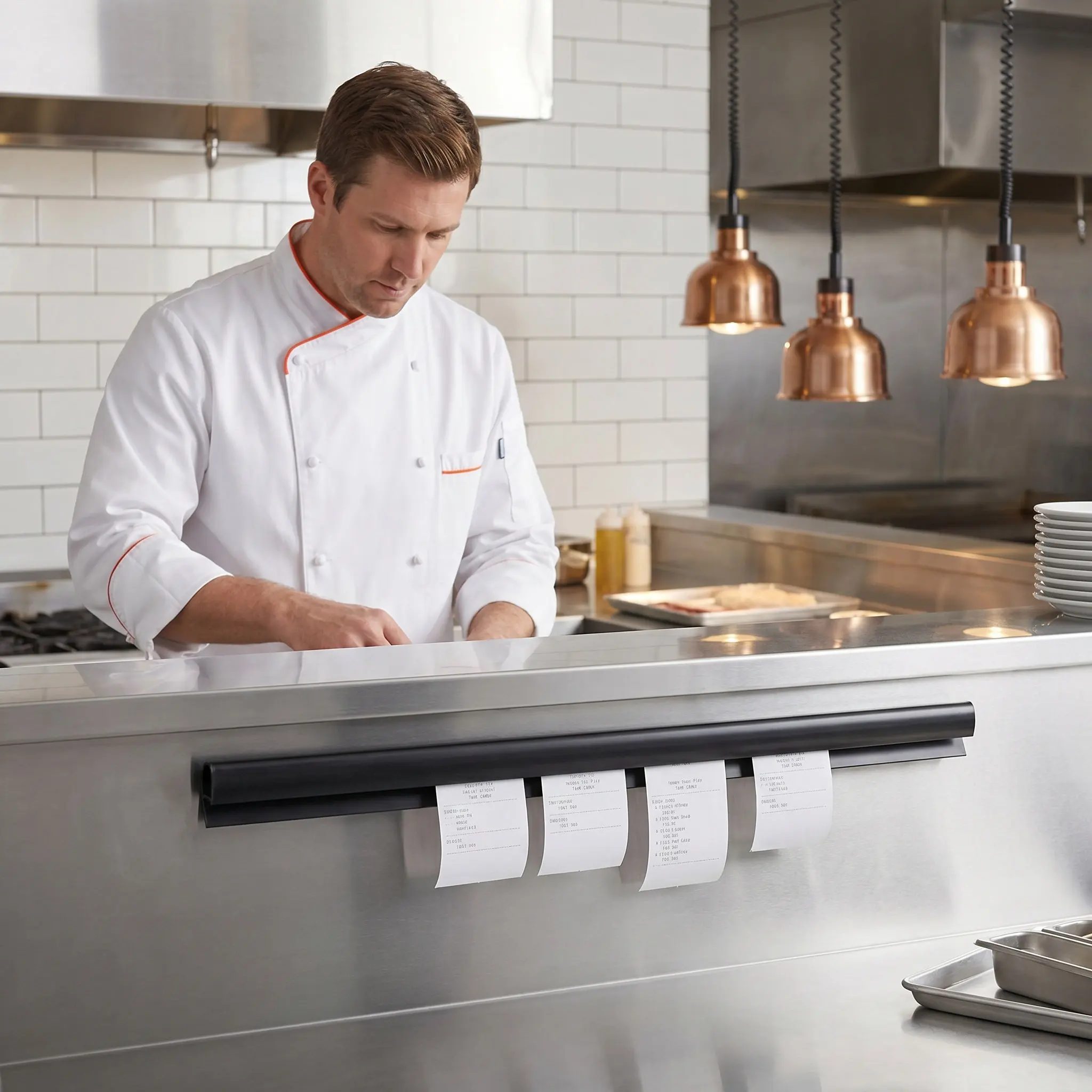Kitchen Order Ticket Holder Rail 19.7 Inch No Drill Restaurant Ticket Holder Strip Wall Mounted for Commercial Kitchen Supplies