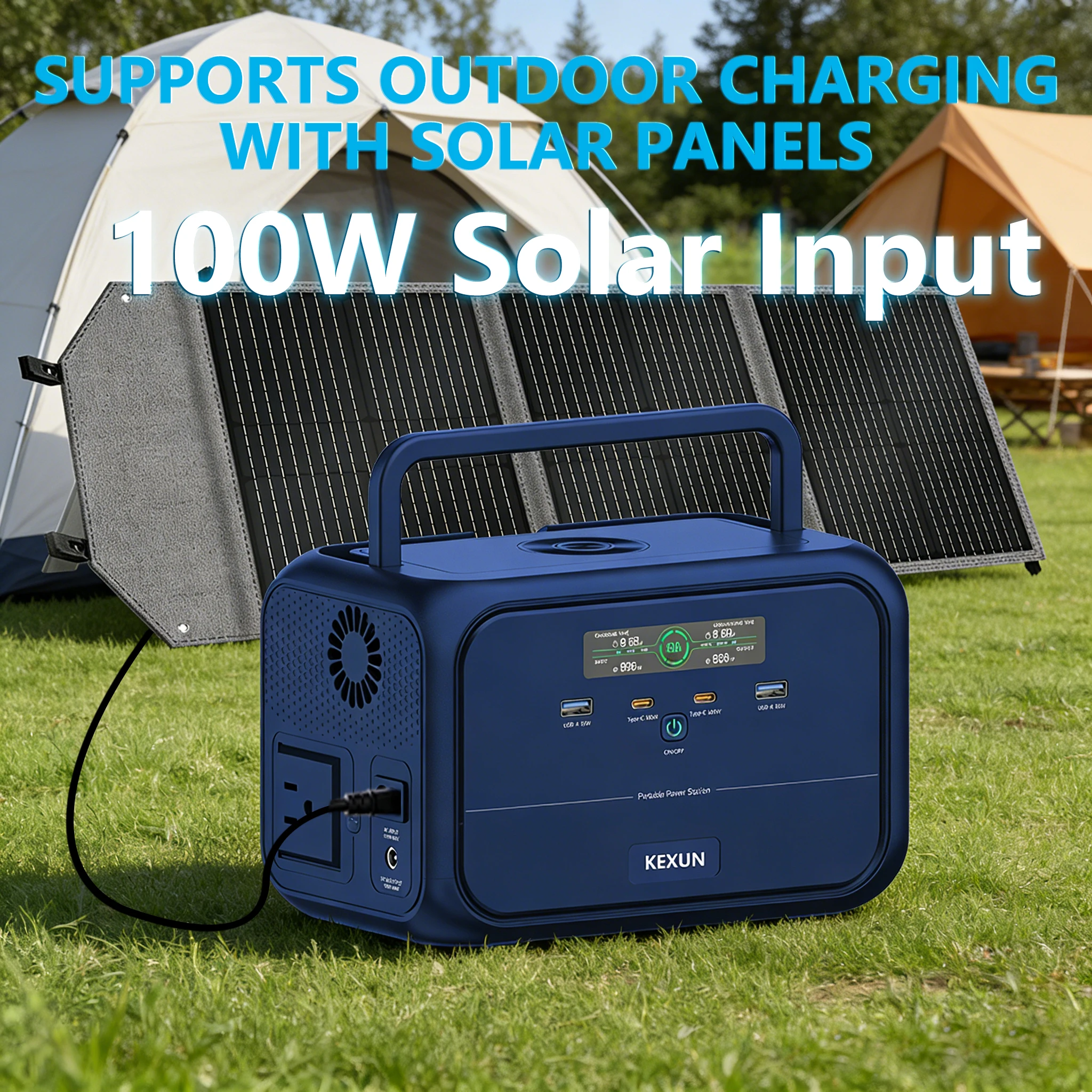 300W Portable Solar Generator MPPT LiFePO4 Battery Pure Sine Wave Inverter Car Compatible Emergency Power Station for Home
