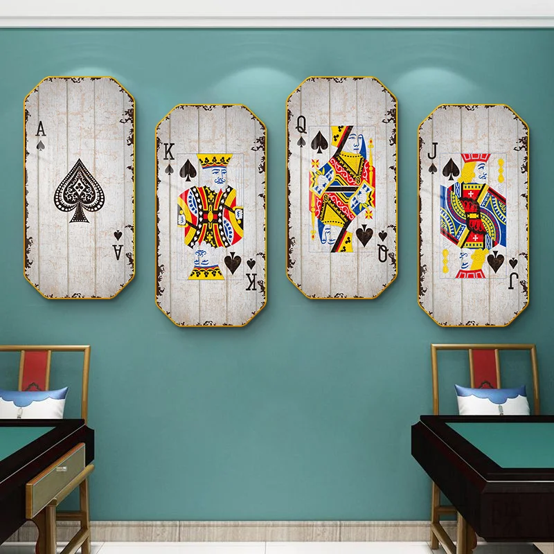 Chess and Card Room Decorative Painting Mahjong Hall Hanging Painting Texas Poker Leisure Entertainment Place Mahjong Room Mural