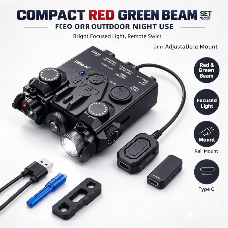 DBAL-A2 Style Red Green Beam Light Set with Remote Switch Bright Focused Light Adjustable Rail Mount Outdoor Night Toy Accessory