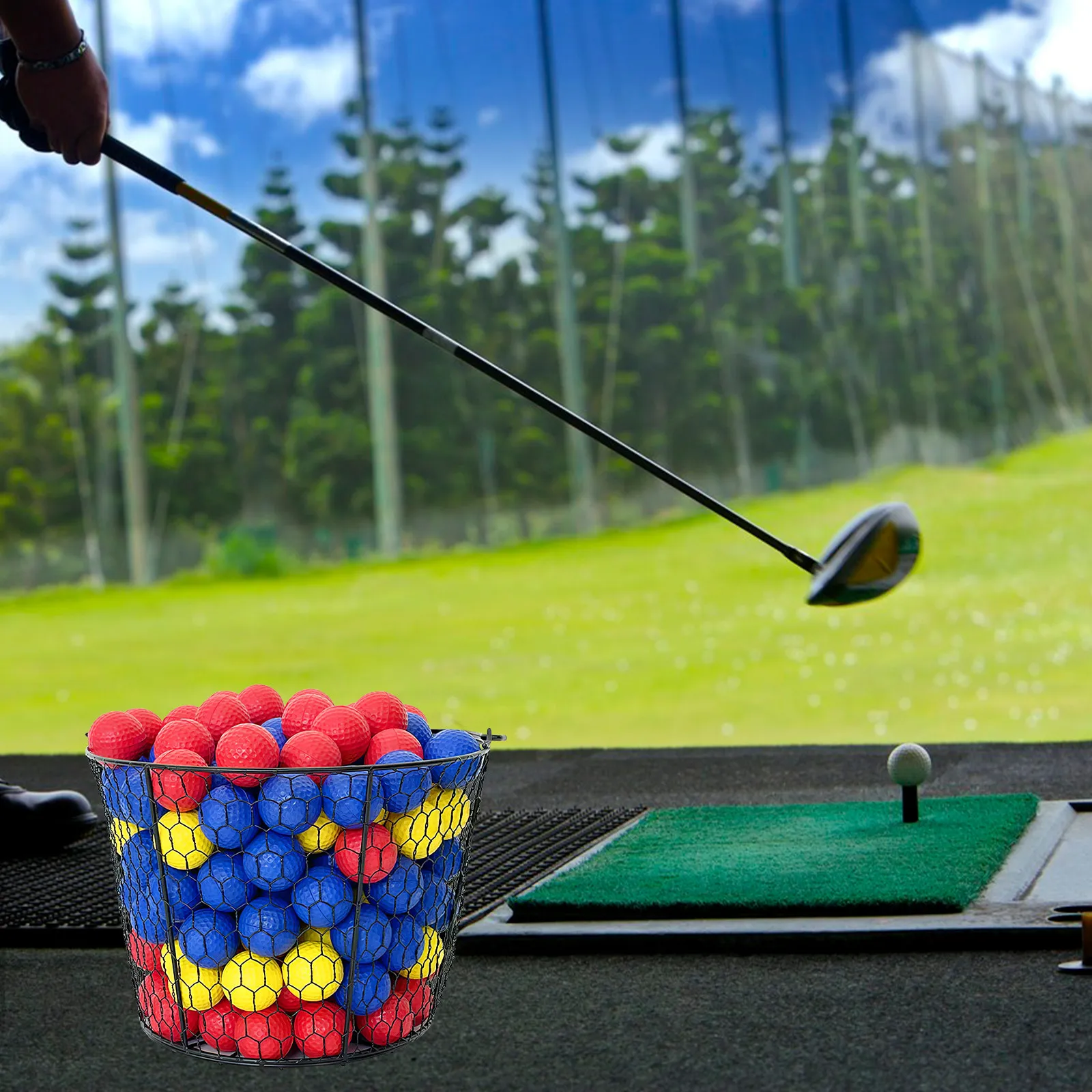 Golf Ball Storage Bucket Stainless Steel Portable Durable Golfing Ball Basket Outdoor Sports Supply Metal Golfball Container
