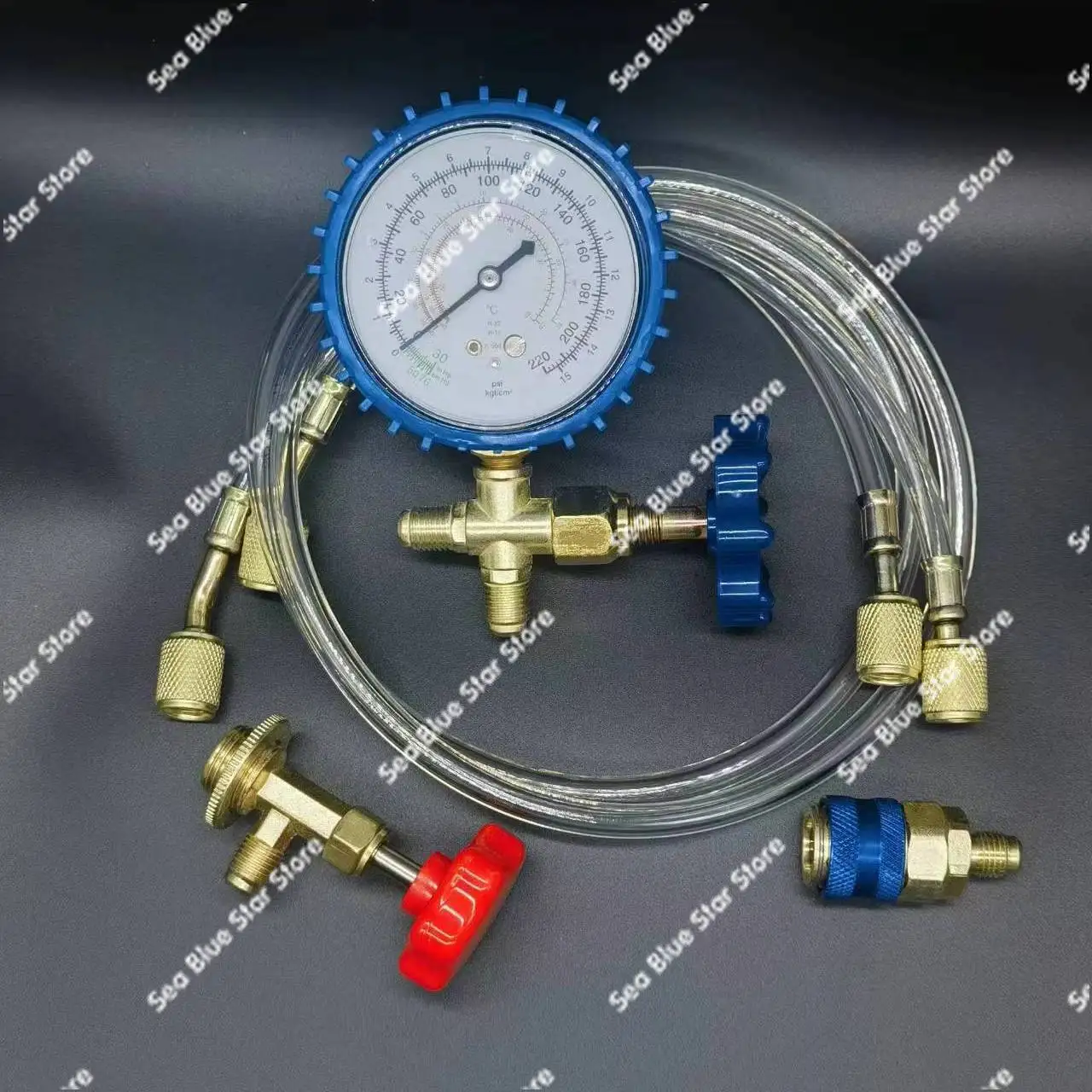 Automotive fluoride tool set pressure gauge