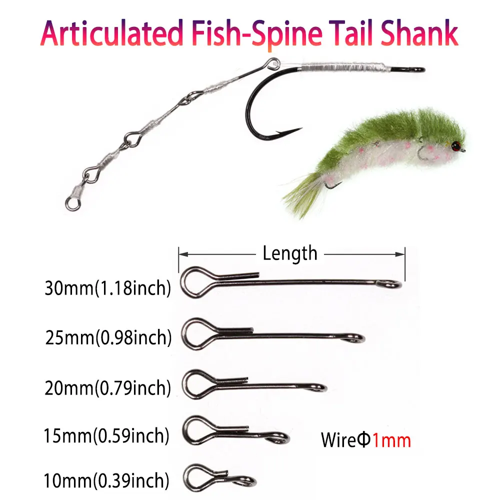 10mm~45mm Articulated Fish Spine Tail Shank Chocklett\'s Articulated Big Game Shank Streamers Finesse Changer Fly Tying Material