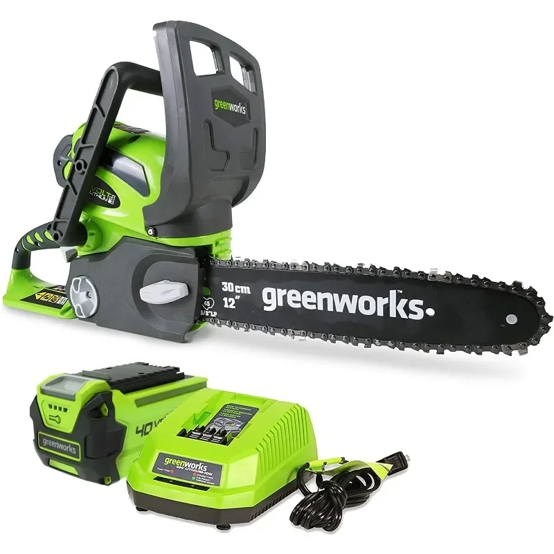 

Greenworks 40V 12" Cordless Compact Chainsaw (Great For Storm Clean-Up, Pruning, and Camping), 2.0Ah Battery