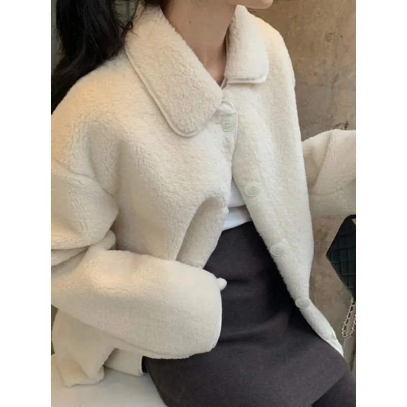 

Шикарное винтажное зимнее пальто с кукольным воротником, длинное зимнее пальто све, женское теплое пушистое пальто на одной пуговице, свободное пальто для поездок на работу