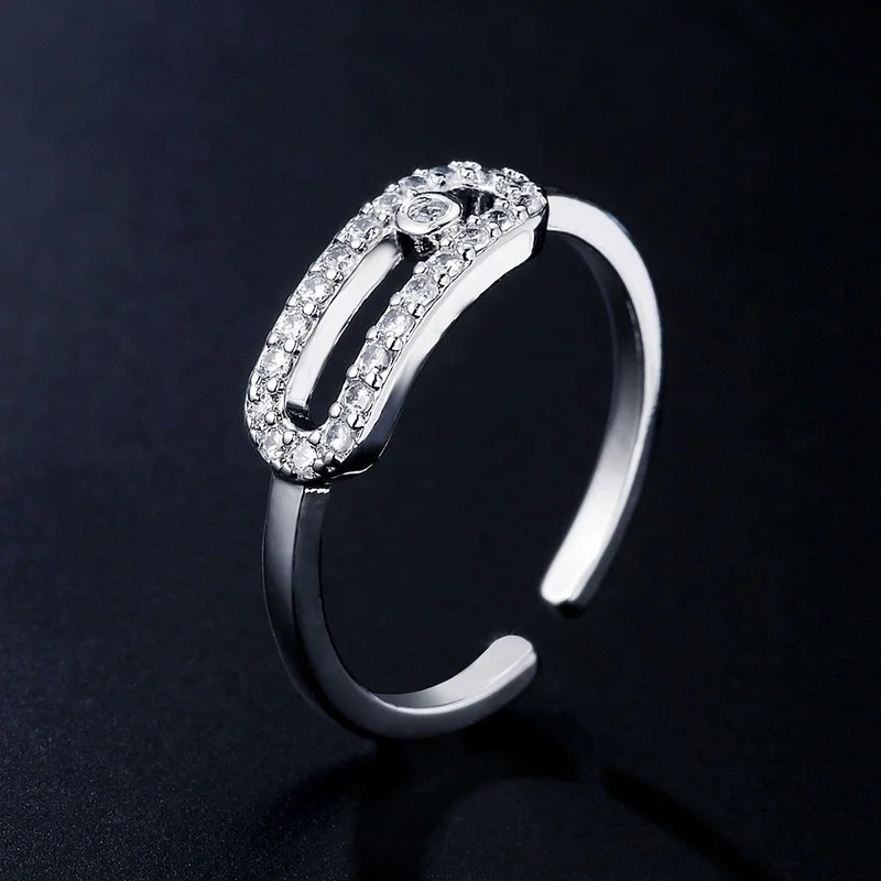 RAKOL Gothic Hollow Out Square Bridal Cubic Zirconia Open Rings for Women Fashion Student Unusual Jewelry