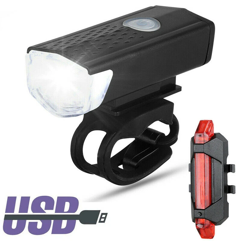 Rechargeable Bicycle Light Set USB LED Front  +Bike Tail s Mountain Cycle Flashlight Outdoor Cycling Lamps