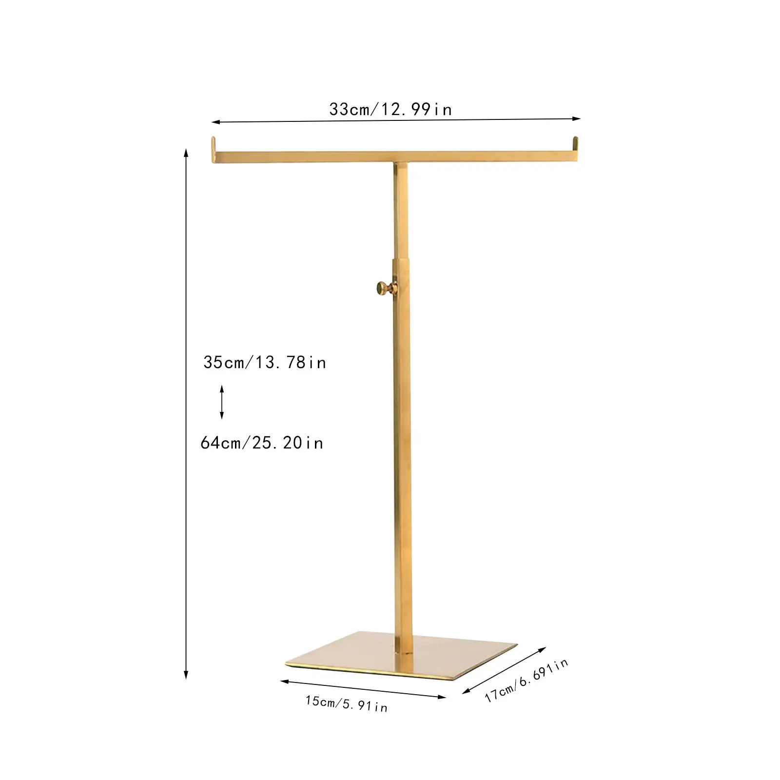 Sturdy Metal T Shaped Bag Display Tower for Jewelry Storage and Boutique Showcase Adjustable Base