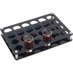 24 Shot Glass Tray Holder Black Bar Acrylic Shot Glasses Holders Wine Glass Cup Serving Tray Cups Organizer Shot Glass Display