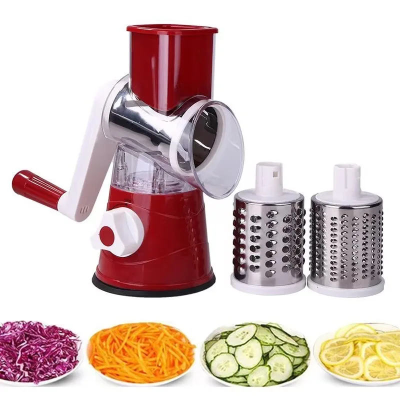

Kitchen 3 in 1 Fruit Chopper Slicer Food Drum Grinder Cheese Grater Rotary Manual Vegetable Cutter
