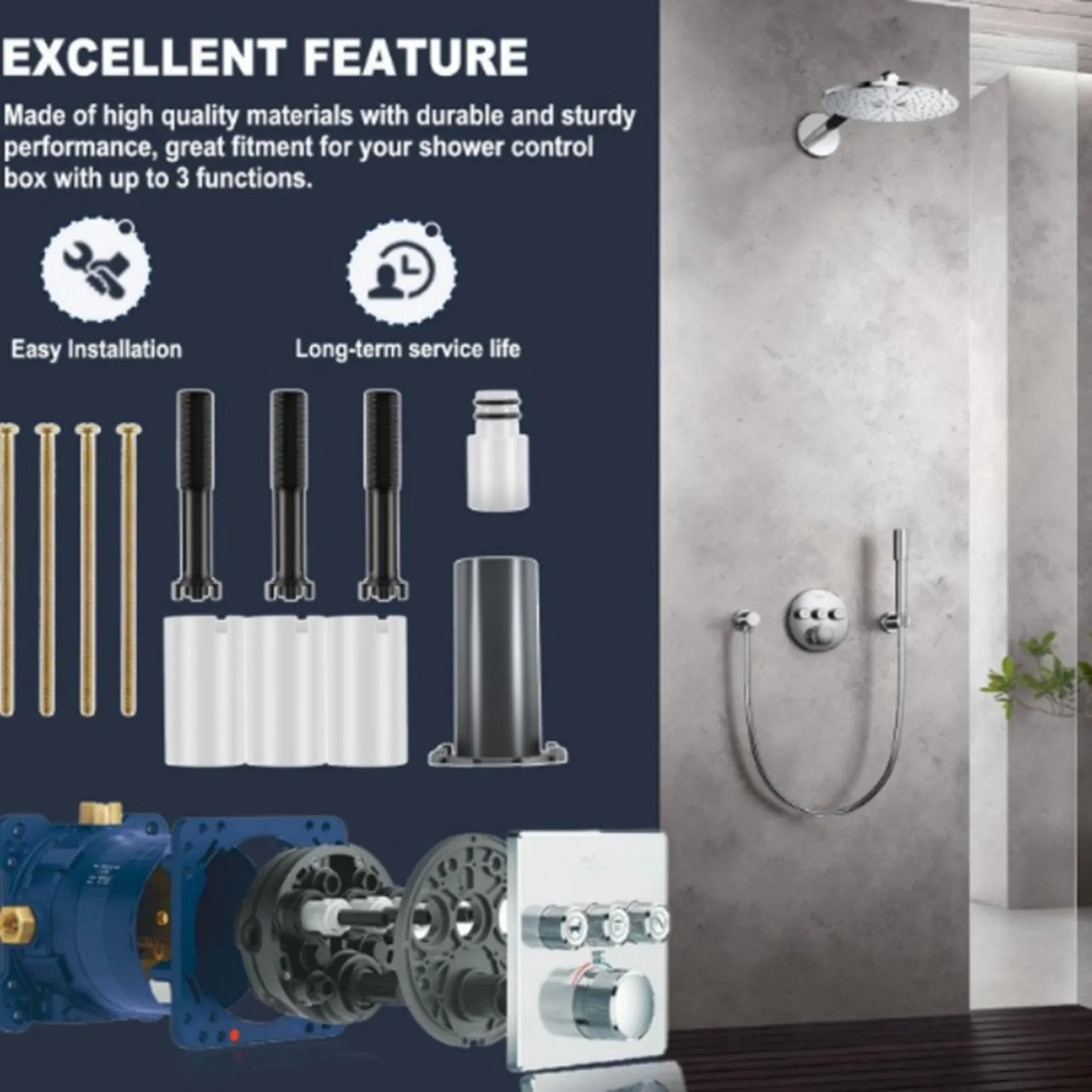 L60A 2X 14048000 Universal Extension Set 1Inch (25Mm) Fit For Grohe Grohtherm Smartcontrol Trims To Operate 3 Water Outlets