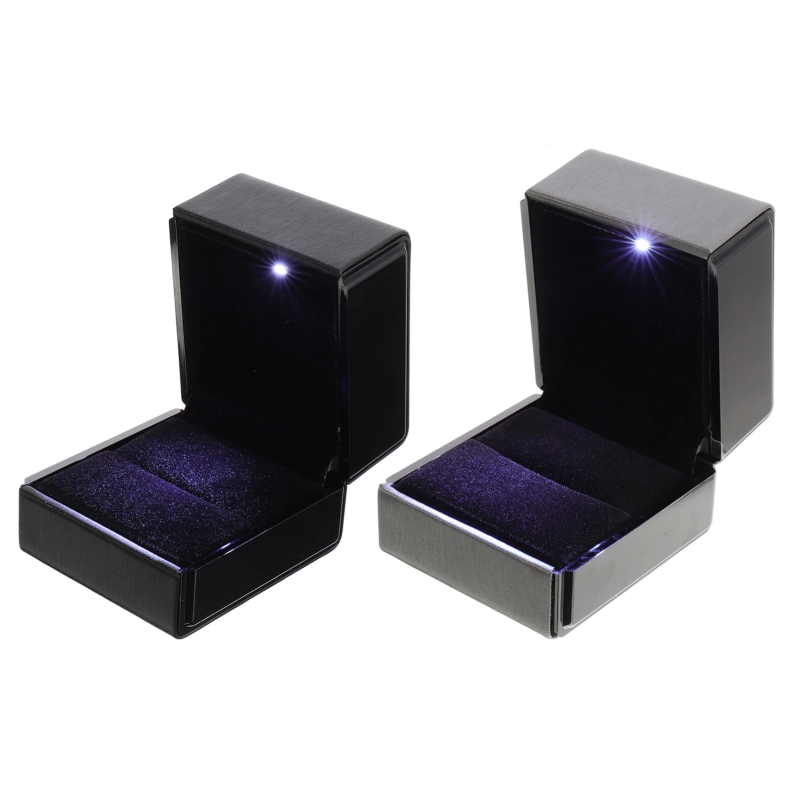 

2 pcs LEDLightedJewelryBox RingDisplay BraceletBoxes LightweightStorage StylishLeather NeckChain WeddingGift HiddenPocket