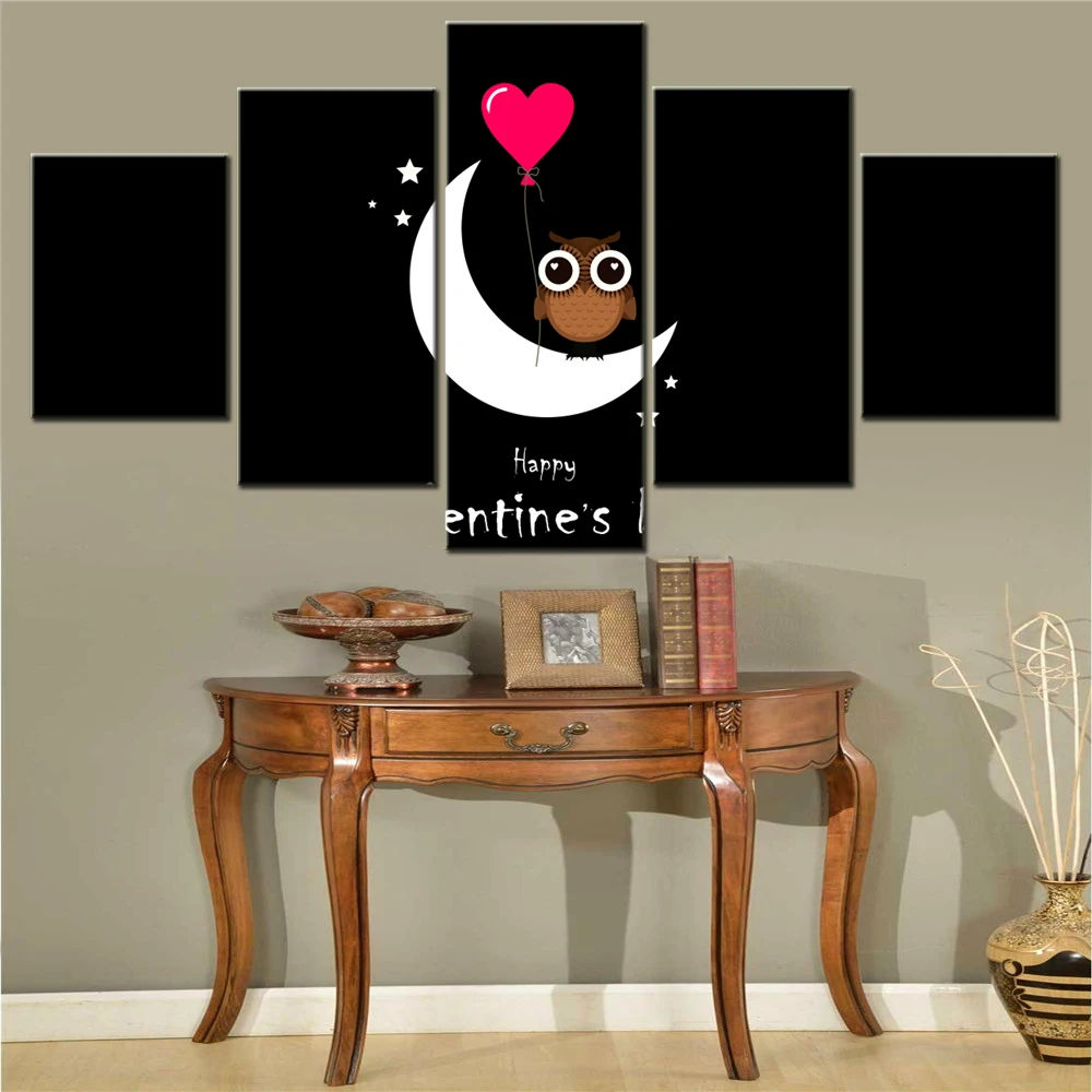 

5 Pieces Canvas Wall Arts Poster Paitning BlackDark Happy Valentine's Day AMOLED Wallpaper Interior Home Decor Picture Printing
