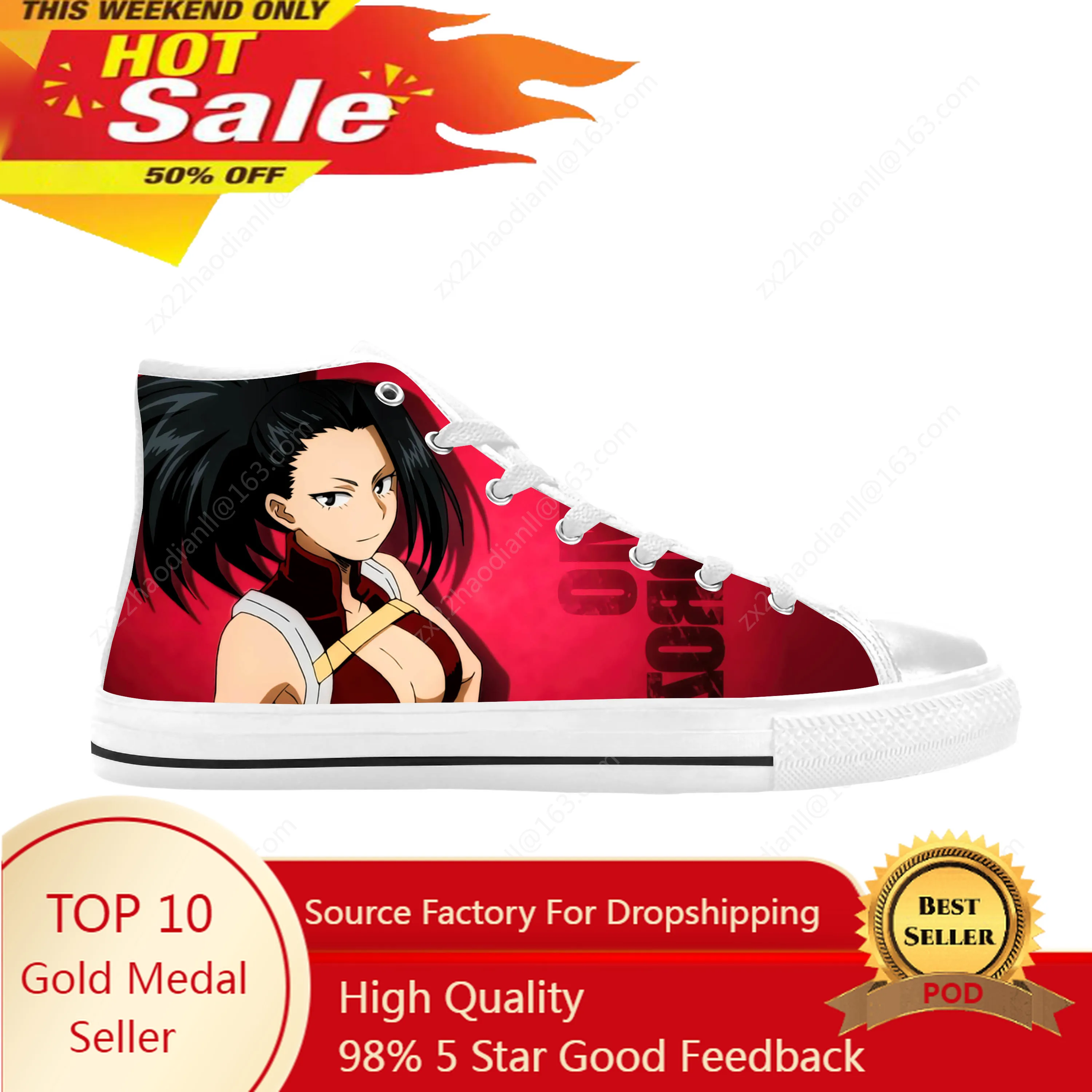 

Anime Manga Comic My Hero Academia Yaoyorozu Momo Casual Cloth Shoes High Top Comfortable Breathable 3D Print Men Women Sneakers