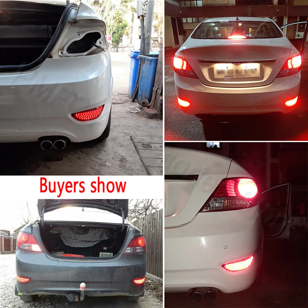 PMFC 1Pair Brake Light Reflector Bumper Fog Lamp Tail Stop Lamp Parking Lamp For Hyundai Accent Verna Brio Solaris 2008-2015