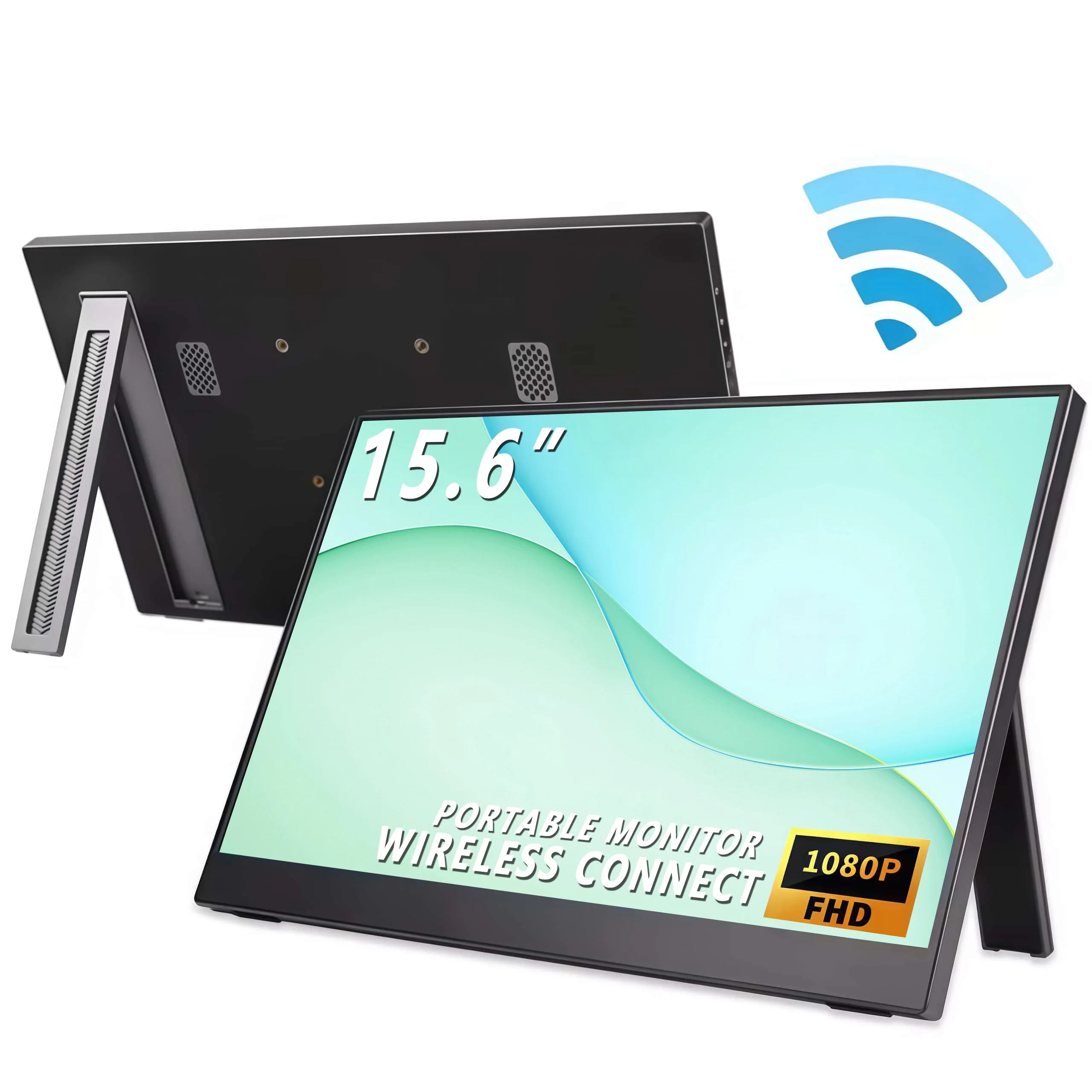 AHXJKA 15.6인치 WiFi 무선 프로젝션 모니터 IPS, 휴대폰, 노트북, PS4/5, TV, Xbox, Mac용 Type-C 미니 HDMI를 통해 원라인 연결 가능