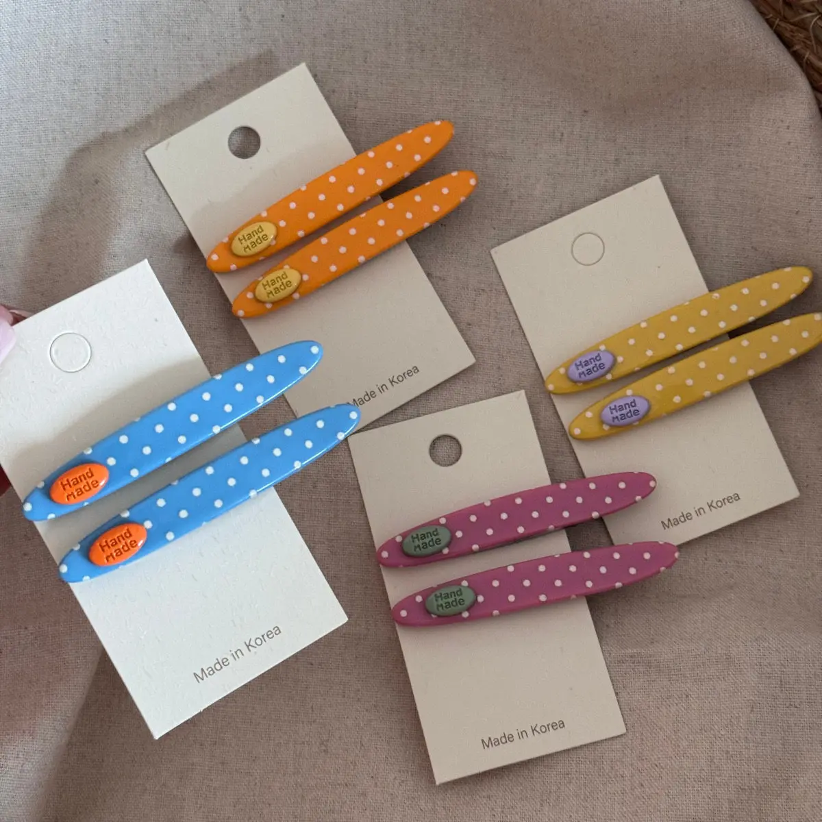 Premium Resin Hair Clip Sweet Contrast Color Polka Dot Korean Style for Side Bangs Flyaway Hair Kids Cute Adorable