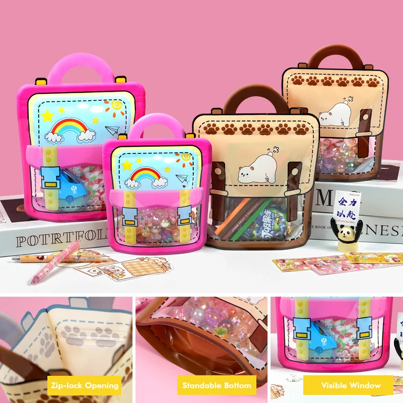 20/50PCS Children\'s Day Portable Seal Bag New Cartoon Schoolbags Shape Cookie Candy Bags For Kids Birthday Graduation Party Gift