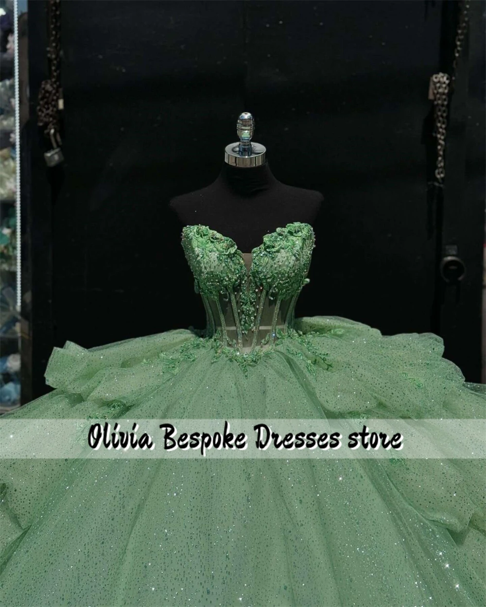 Pleasing Green Sweetheart Quinceanera Dresses Ball Gown Lace Applique With Bow Ruffle 15 Years Old Dress Graduation Customized