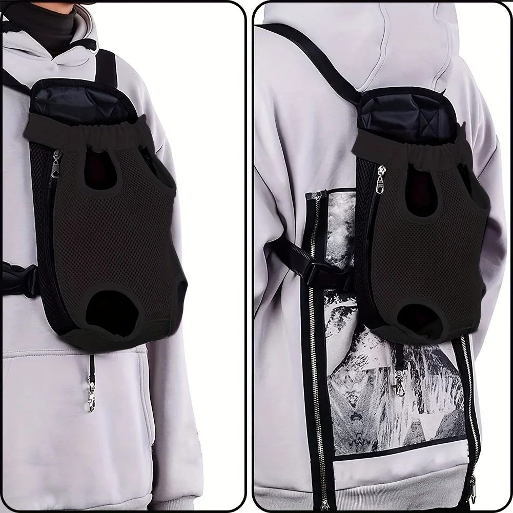 1 unidad, mochila de malla transpirable, diseño de piernas orientadas frontales, bolsa de viaje ajustable manos libres para perros y gatos, para fácil caminar al aire libre